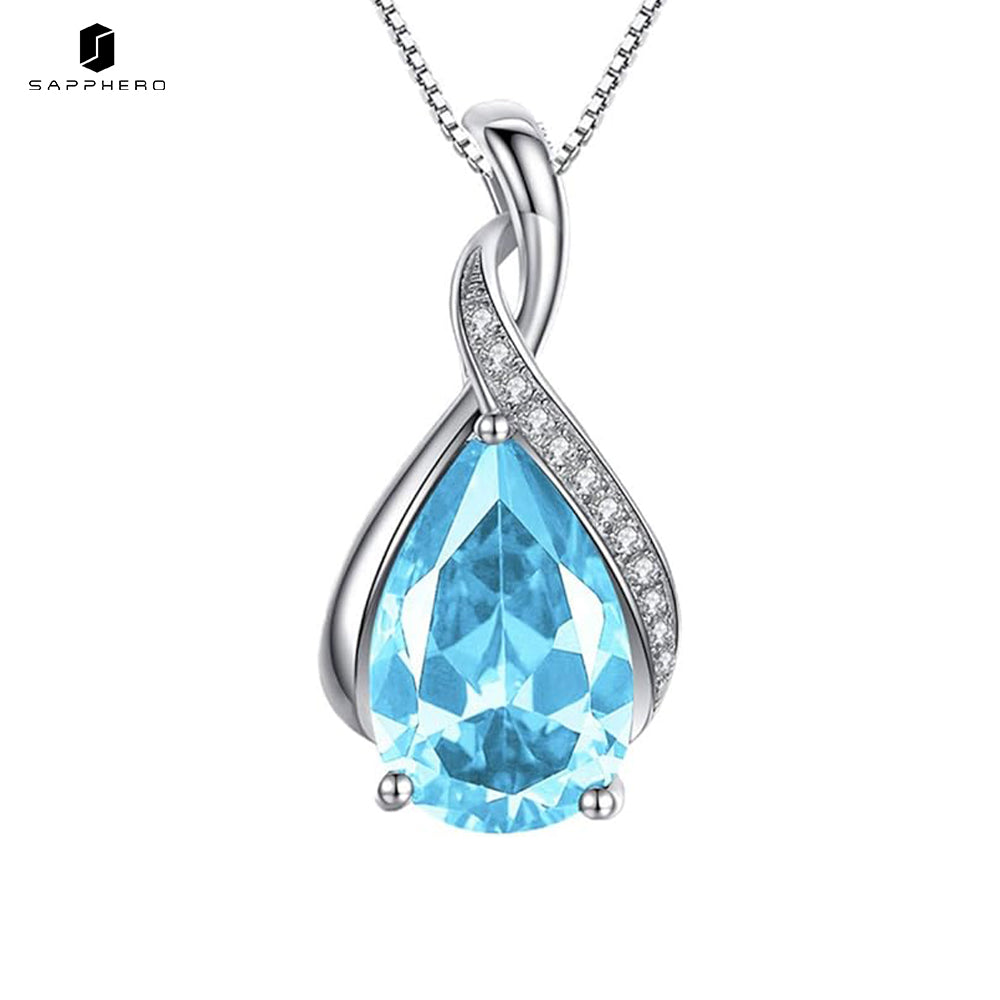 Sapphero New Luxury Pear Shaped Cubic Zirconia Pendant Necklac