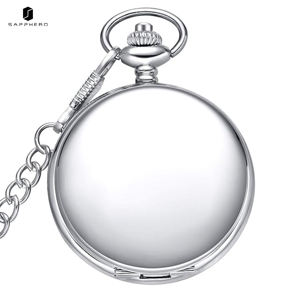Sapphero silver Smooth Quartz Pocket Watch