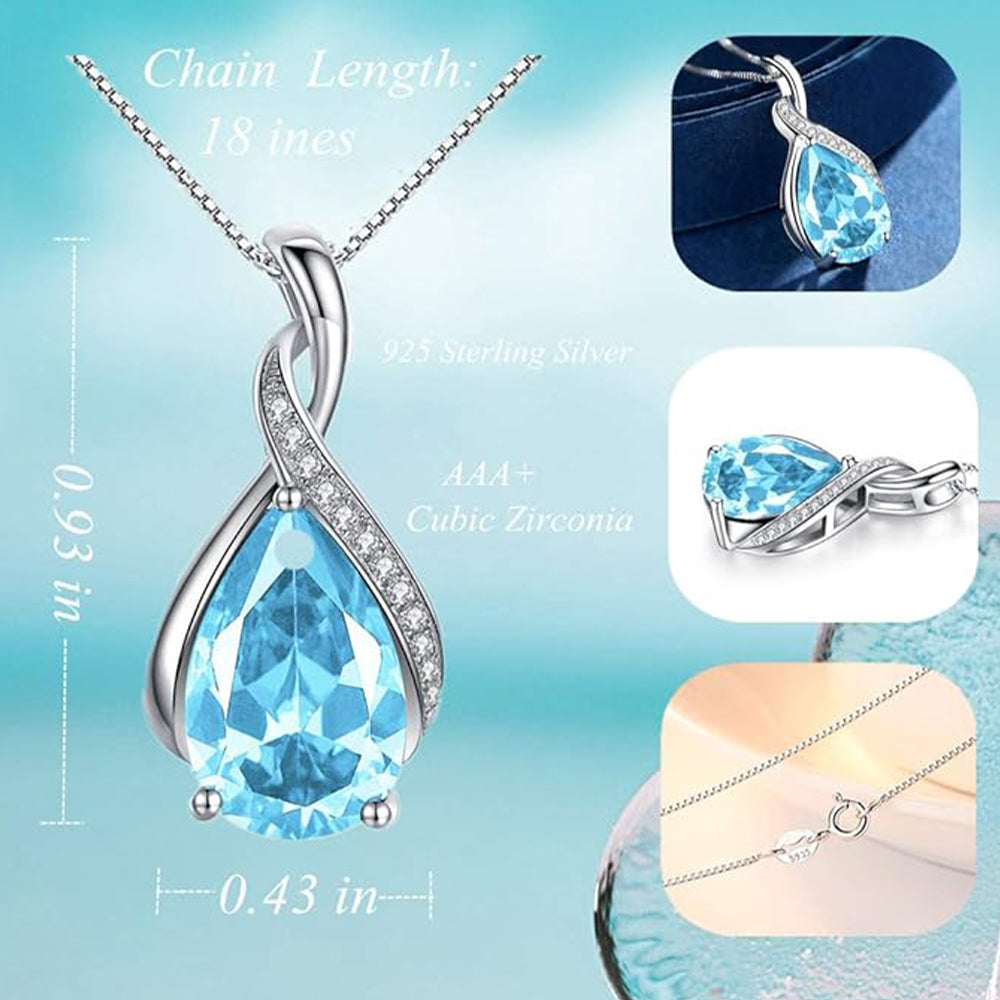 Sapphero New Luxury Pear Shaped Cubic Zirconia Pendant Necklac