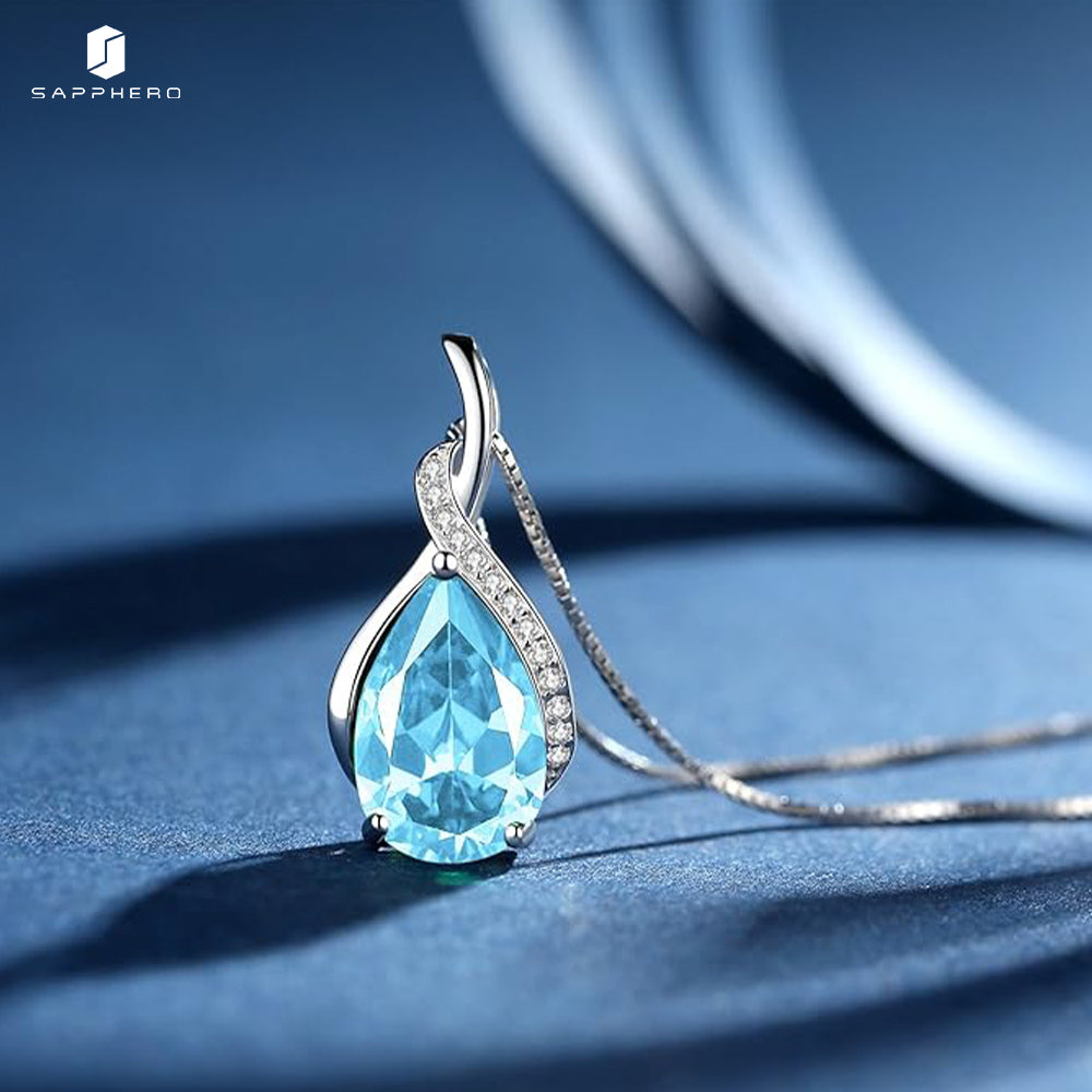 Sapphero New Luxury Pear Shaped Cubic Zirconia Pendant Necklac
