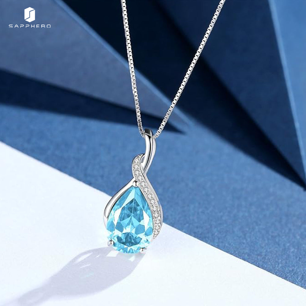 Sapphero New Luxury Pear Shaped Cubic Zirconia Pendant Necklac