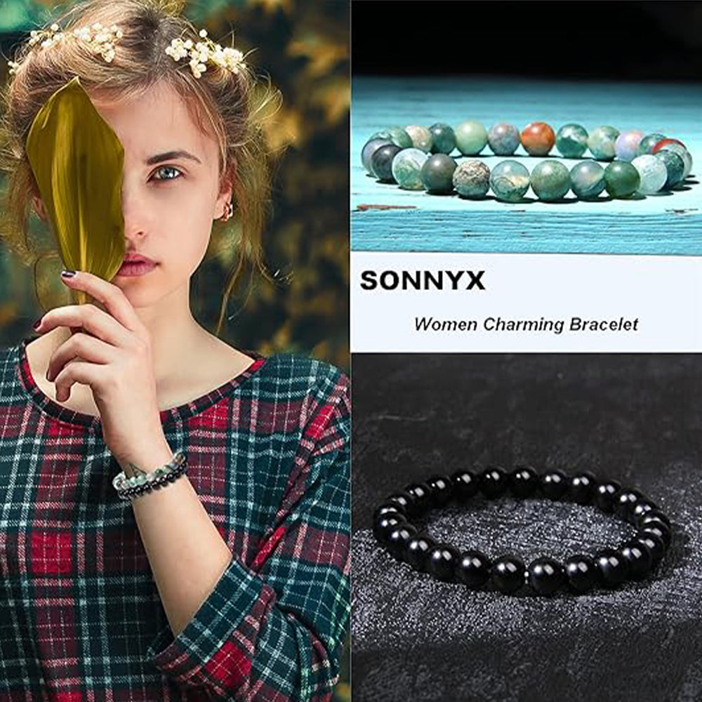 Sapphero 8MM Natural Epidote Zoisite Stone Bead Bracelet