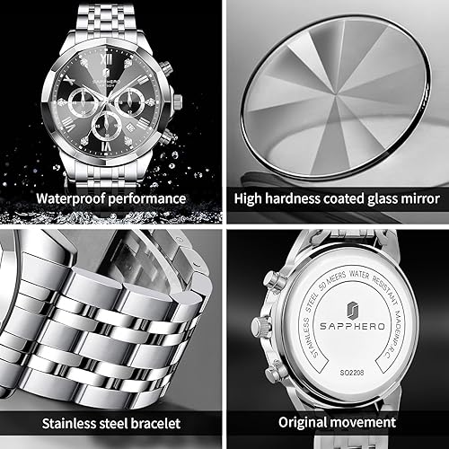 SAPPHERO Luxury Man Wristwatch Waterproof Luminous Chronograph Watch